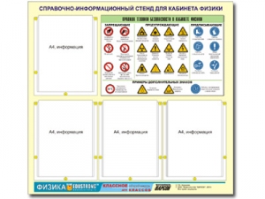 Стенд информационный "Правила техники безопасности в кабинете физики" (80х75, 4 кармана)